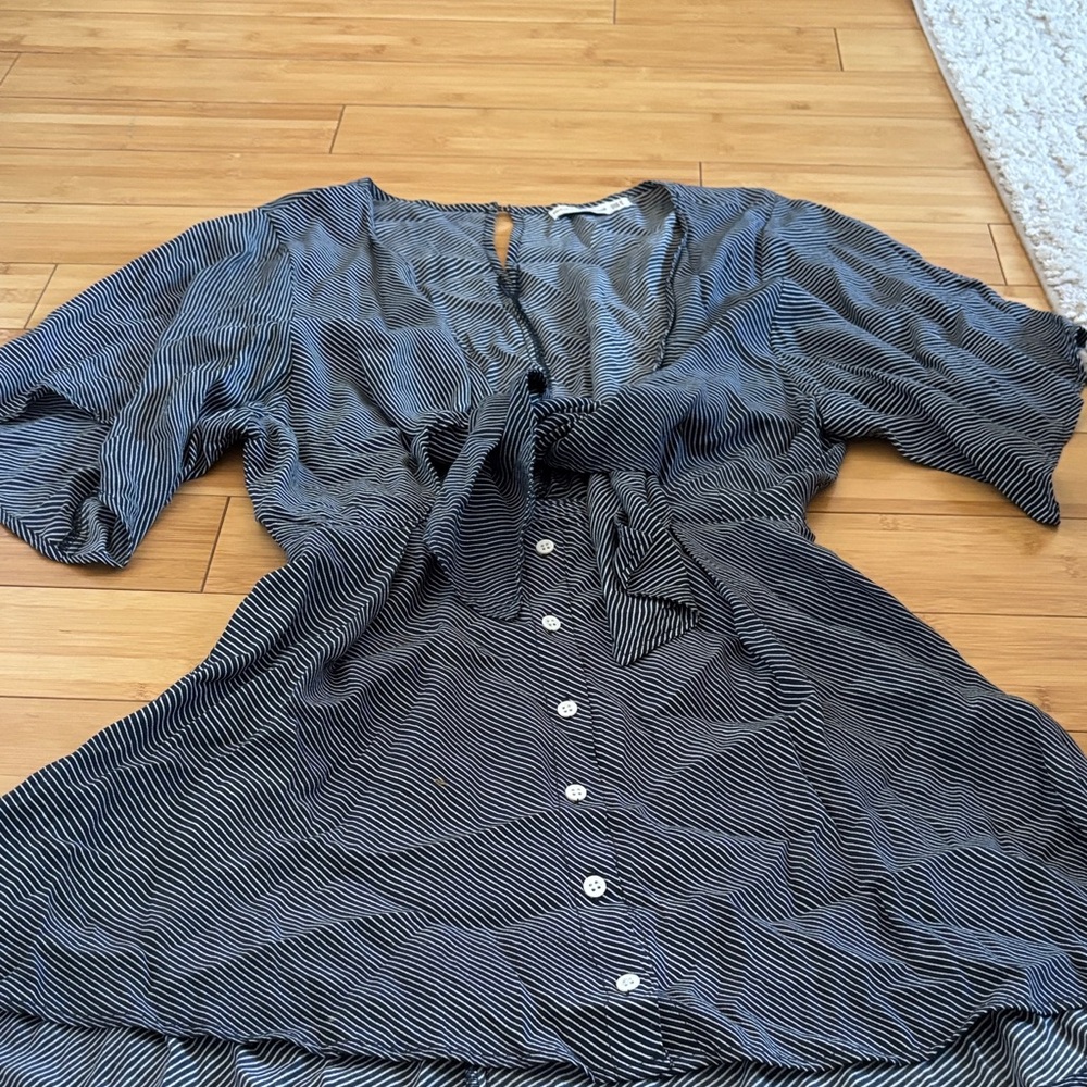 Faithful the brand Striped Button-Down Dress with tie front